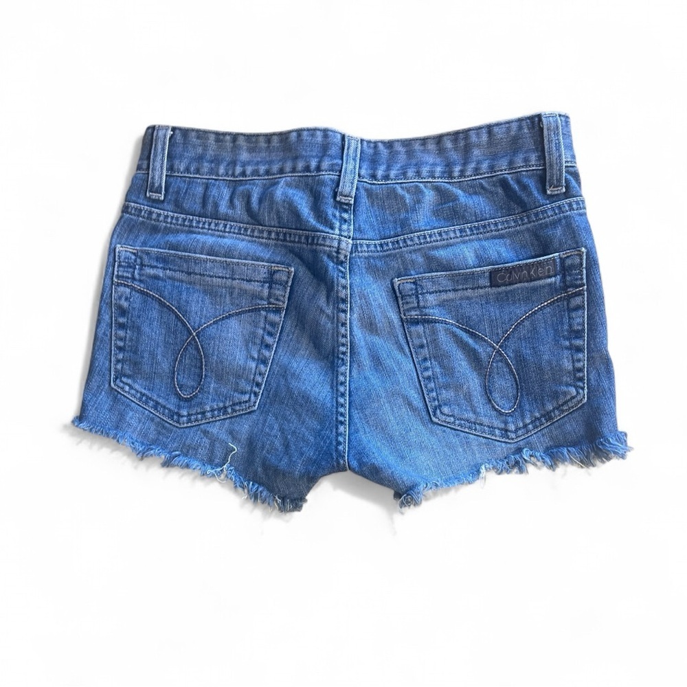 Calvin Klein Women's Frayed Blue Jean Shorts - Picture 2 of 2